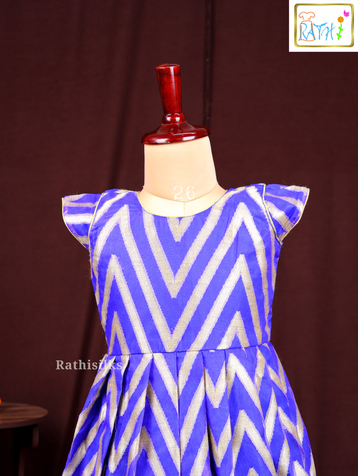 Blue and Silver Chevron Print Frock