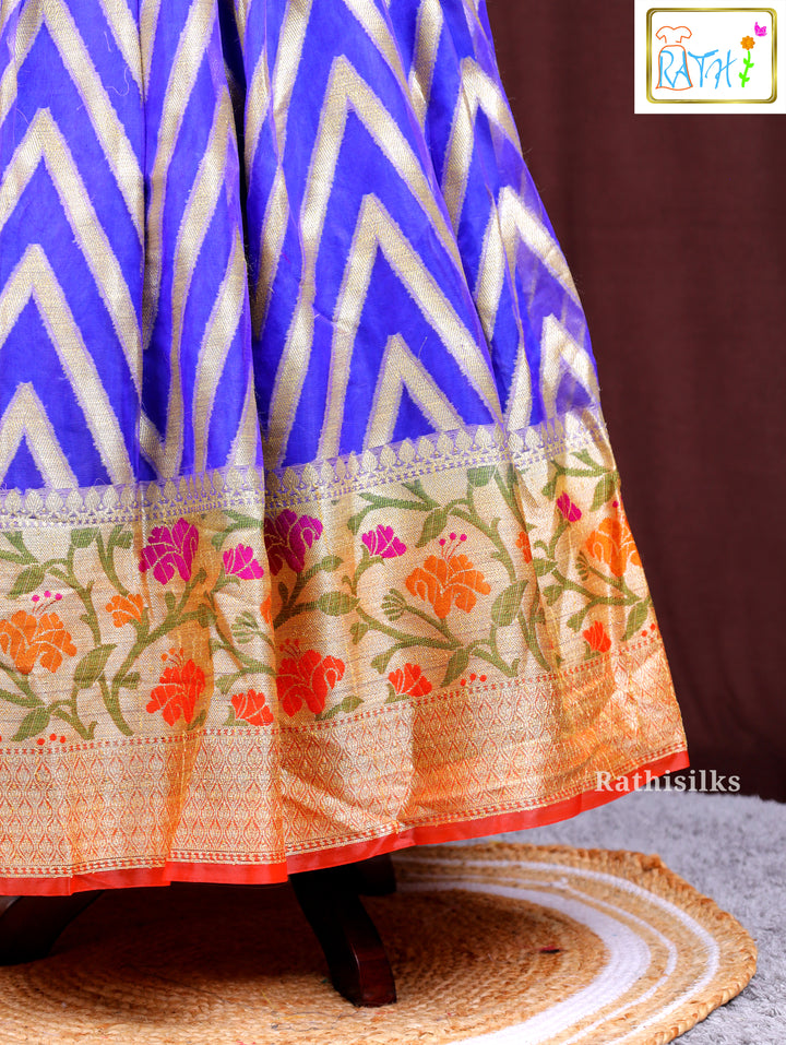 Blue and Silver Chevron Print Frock