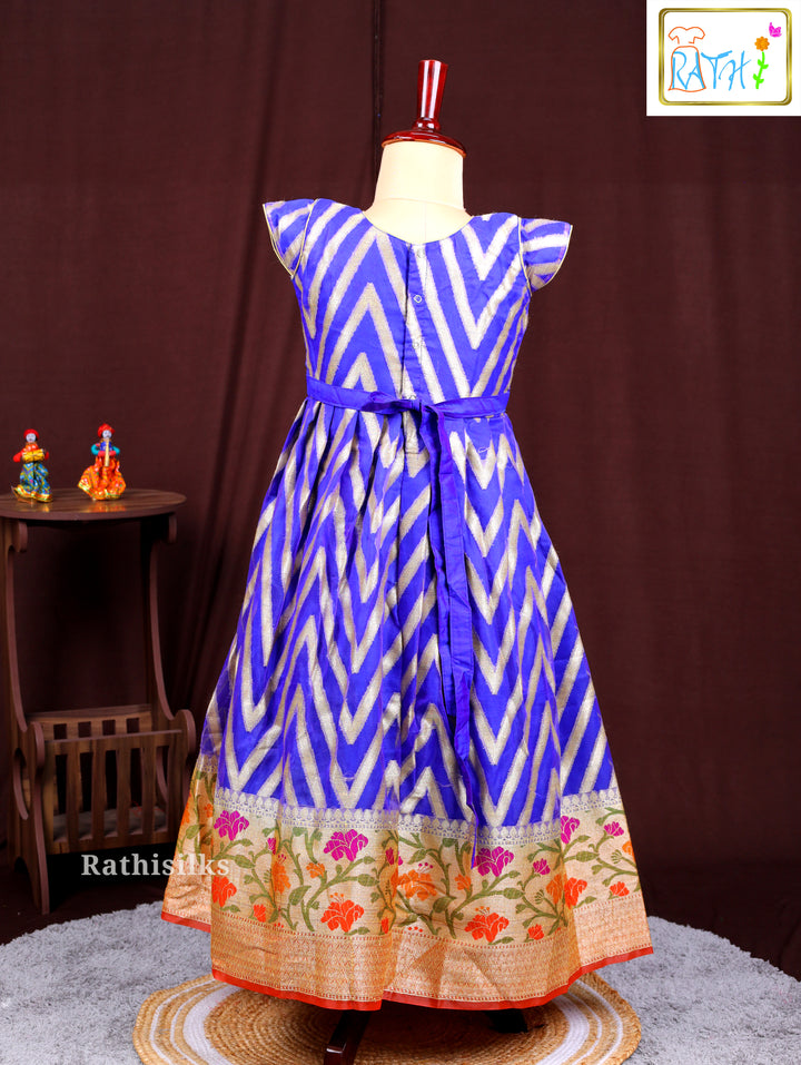 Blue and Silver Chevron Print Frock