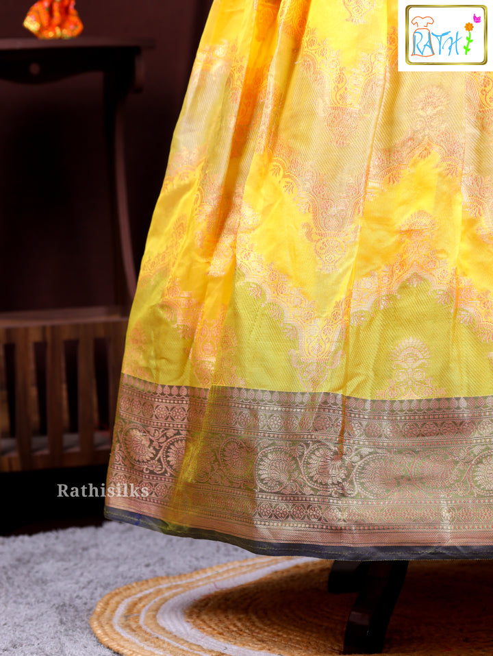 Yellow and Green Chevron Print Frock