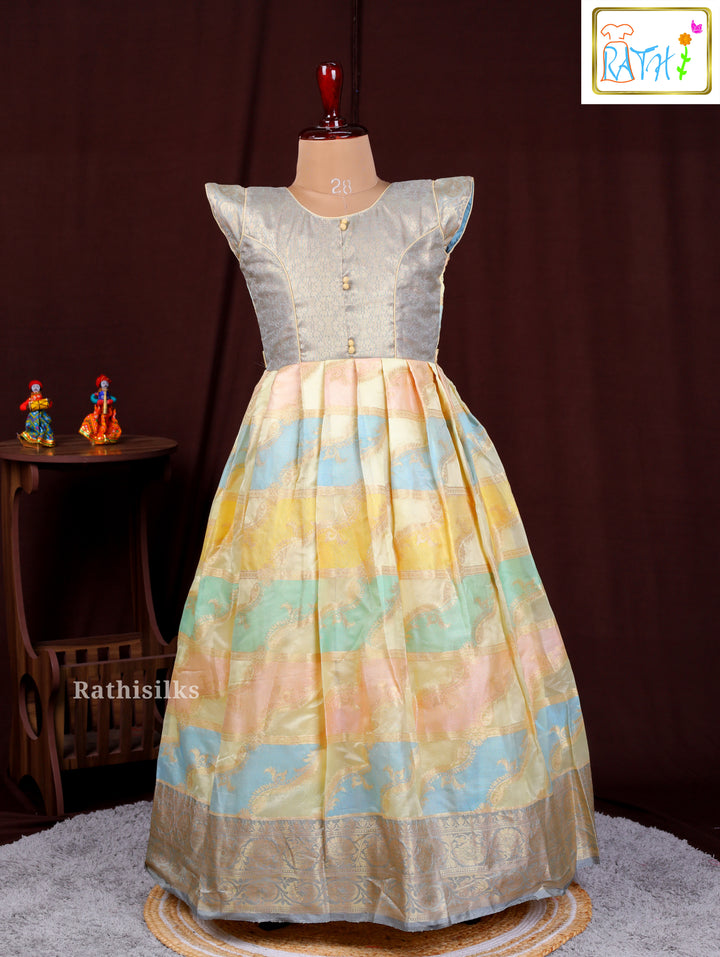 Pastel Shade Art Silk Long Frock
