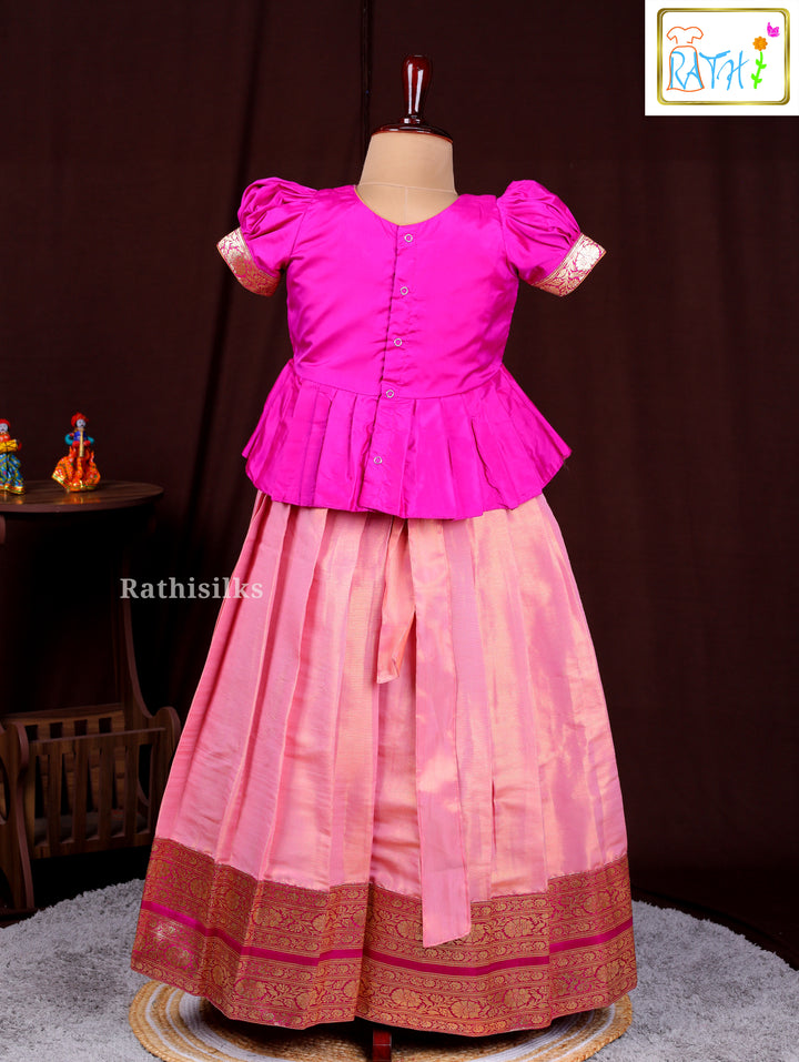 Rani Pink & Peach Art Silk Pavadai Sattai