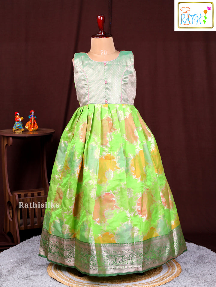 Green Art Silk Frock