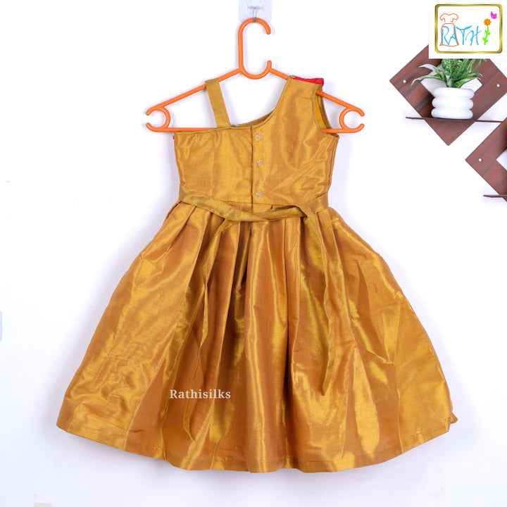 One-Shoulder Brocade & Art Silk Frock