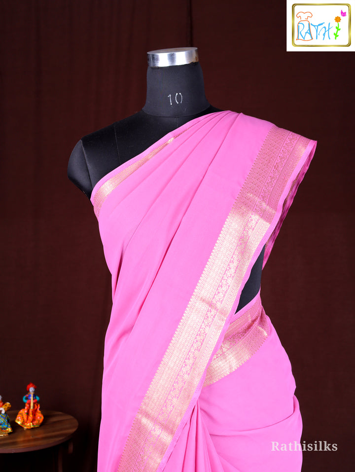 Pink Synthetic Saree
