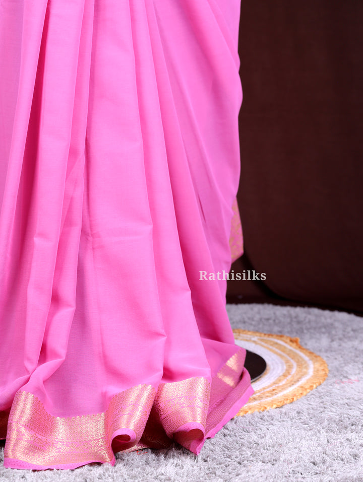 Pink Synthetic Saree