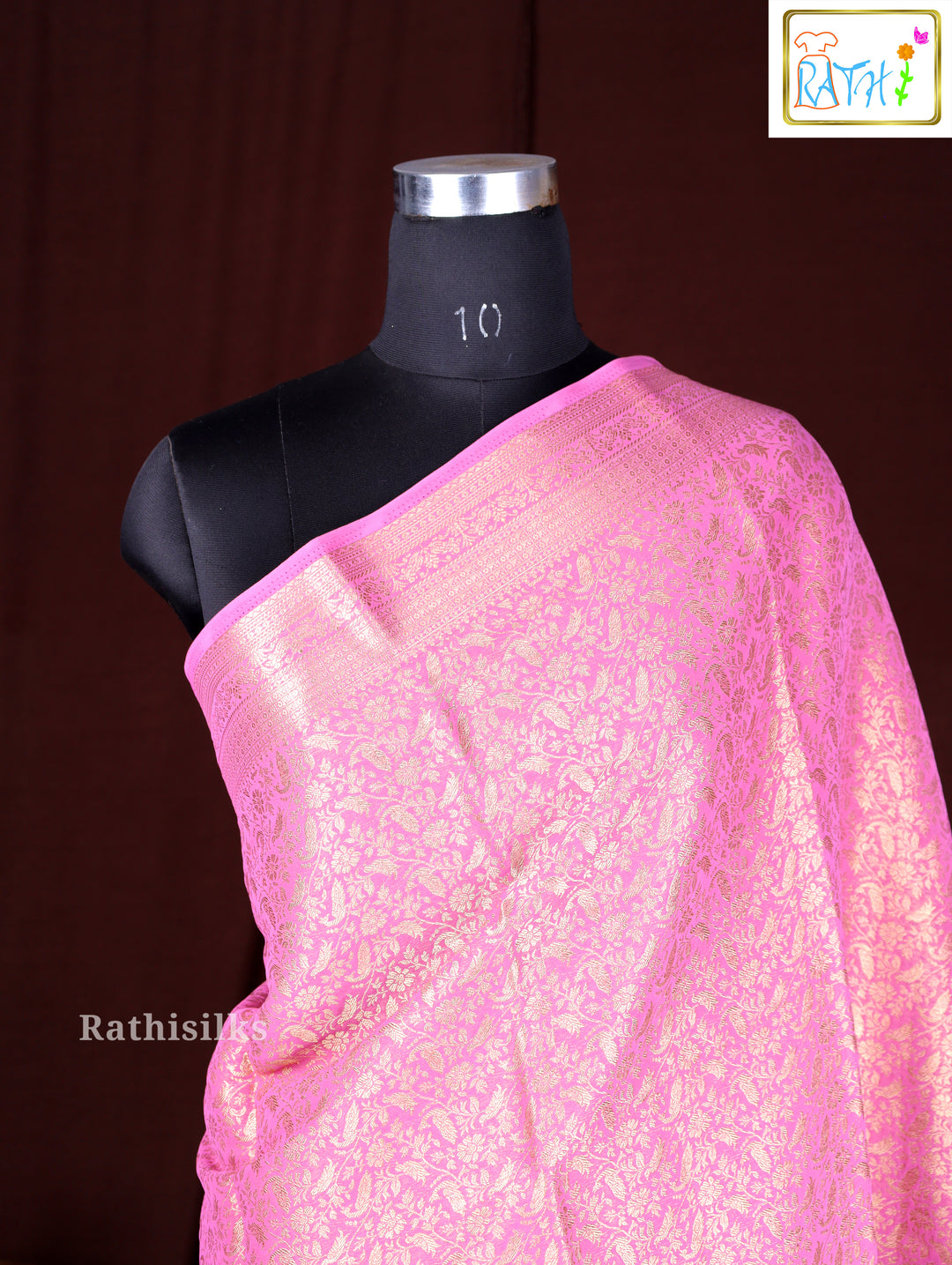 Pink Synthetic Saree