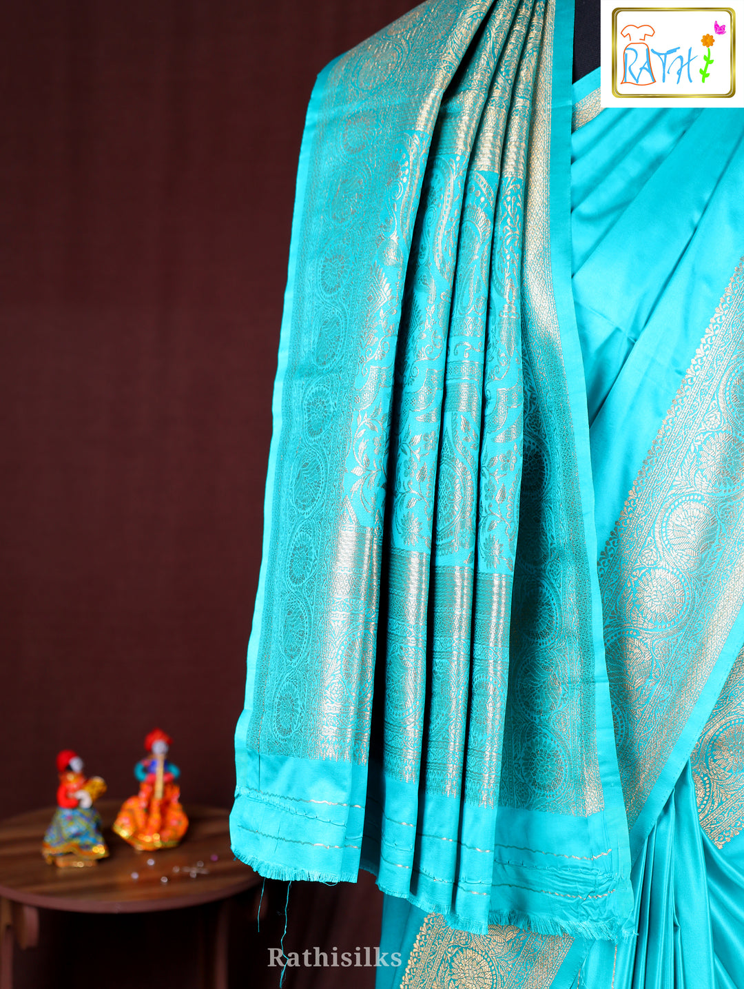 Elegant Turquoise Blue Synthetic Saree