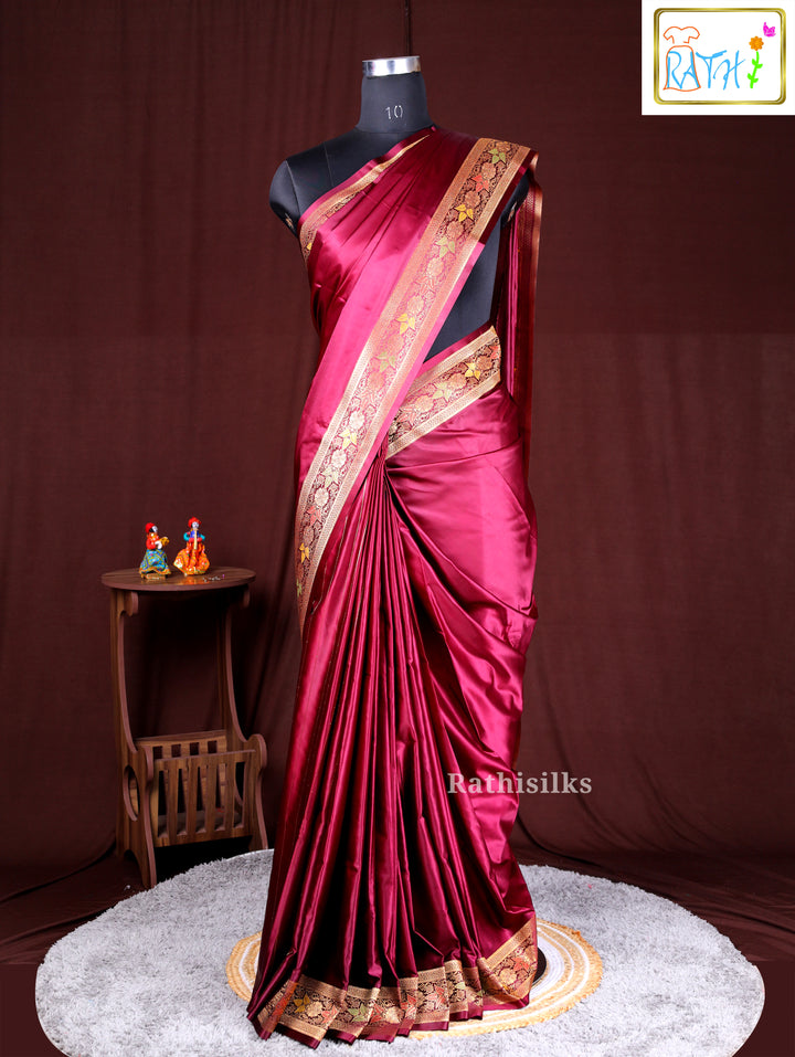 Elegant Maroon Synthetic Saree