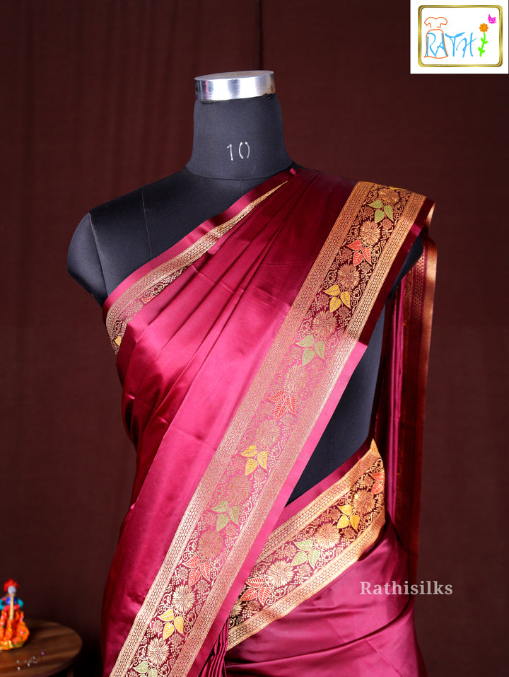 Elegant Maroon Synthetic Saree