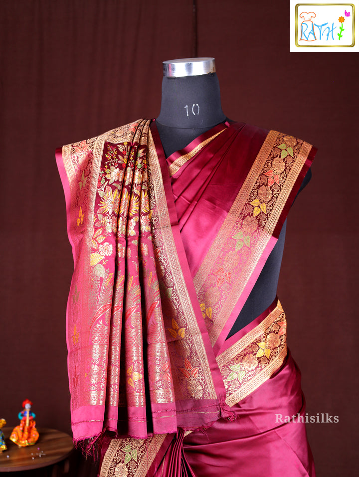 Elegant Maroon Synthetic Saree
