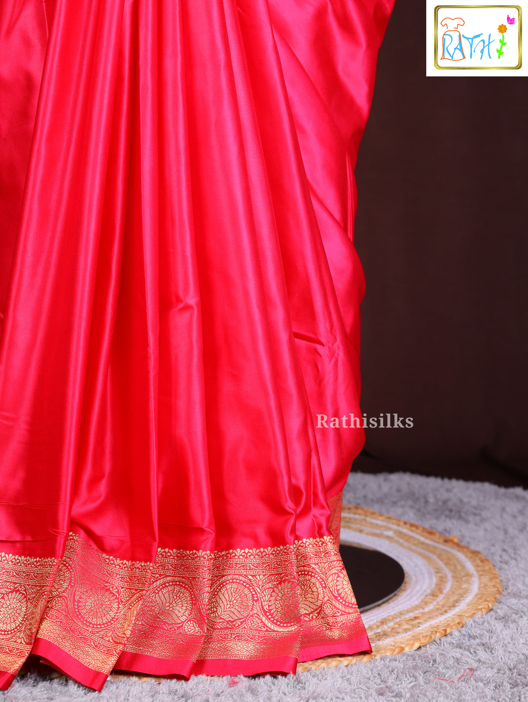 Elegant Pink Synthetic Saree