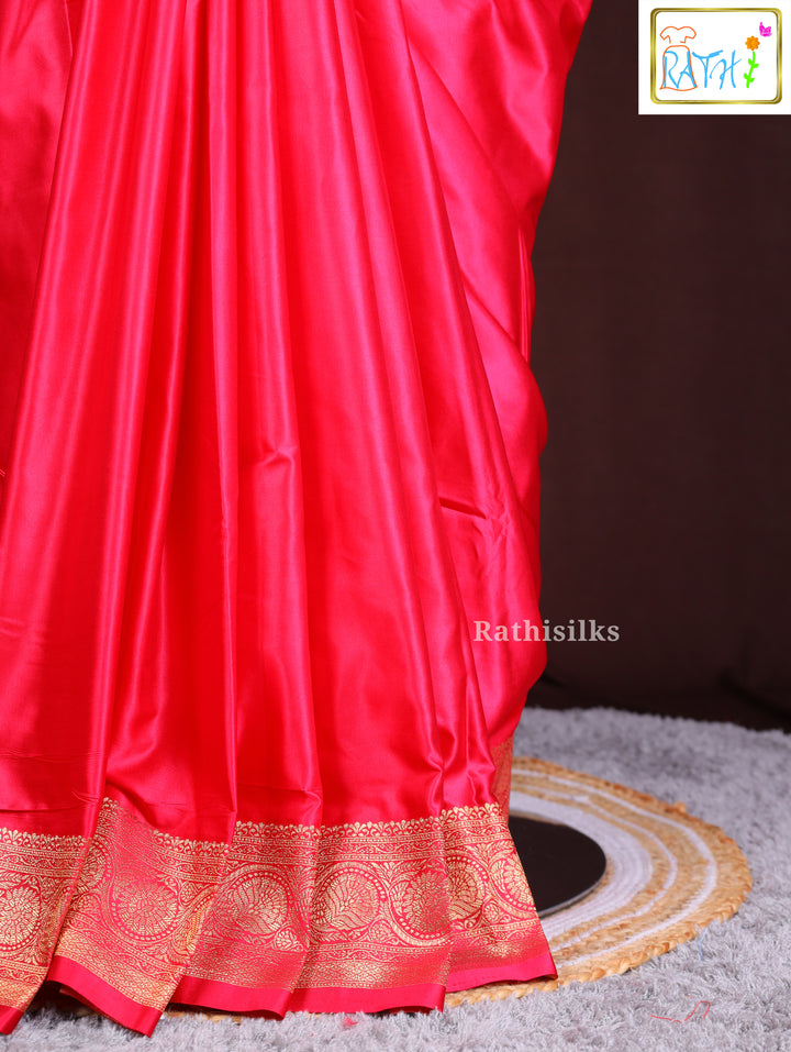 Elegant Pink Synthetic Saree