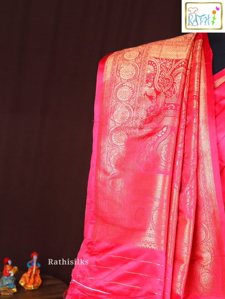 Elegant Pink Synthetic Saree