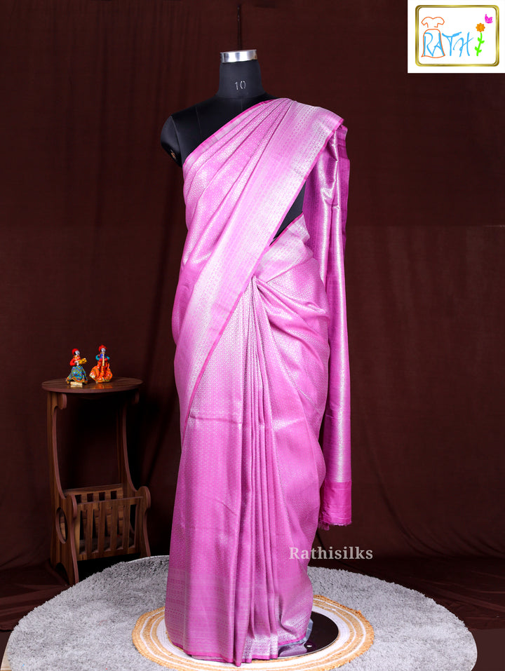 Elegant Light Pink Synthetic Saree