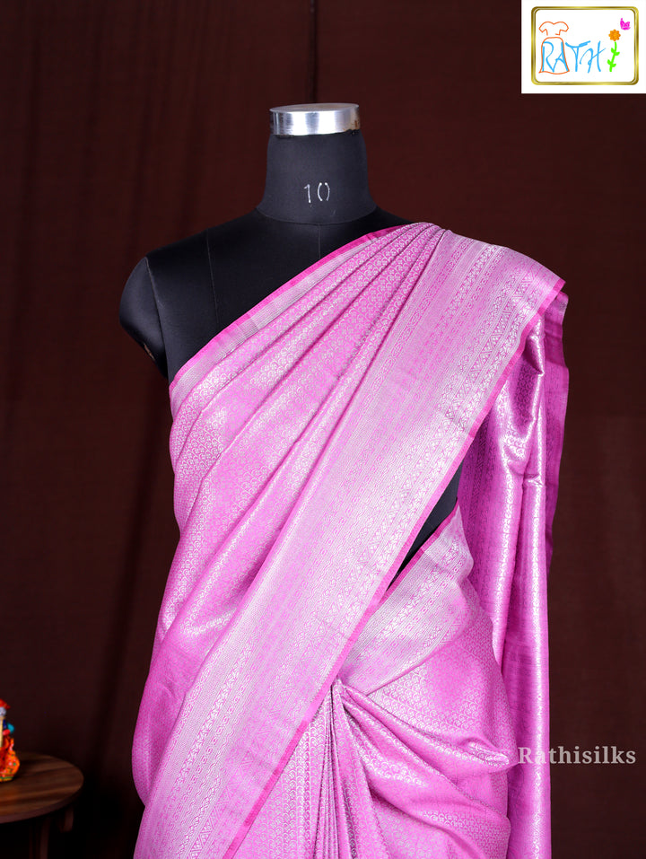 Elegant Light Pink Synthetic Saree
