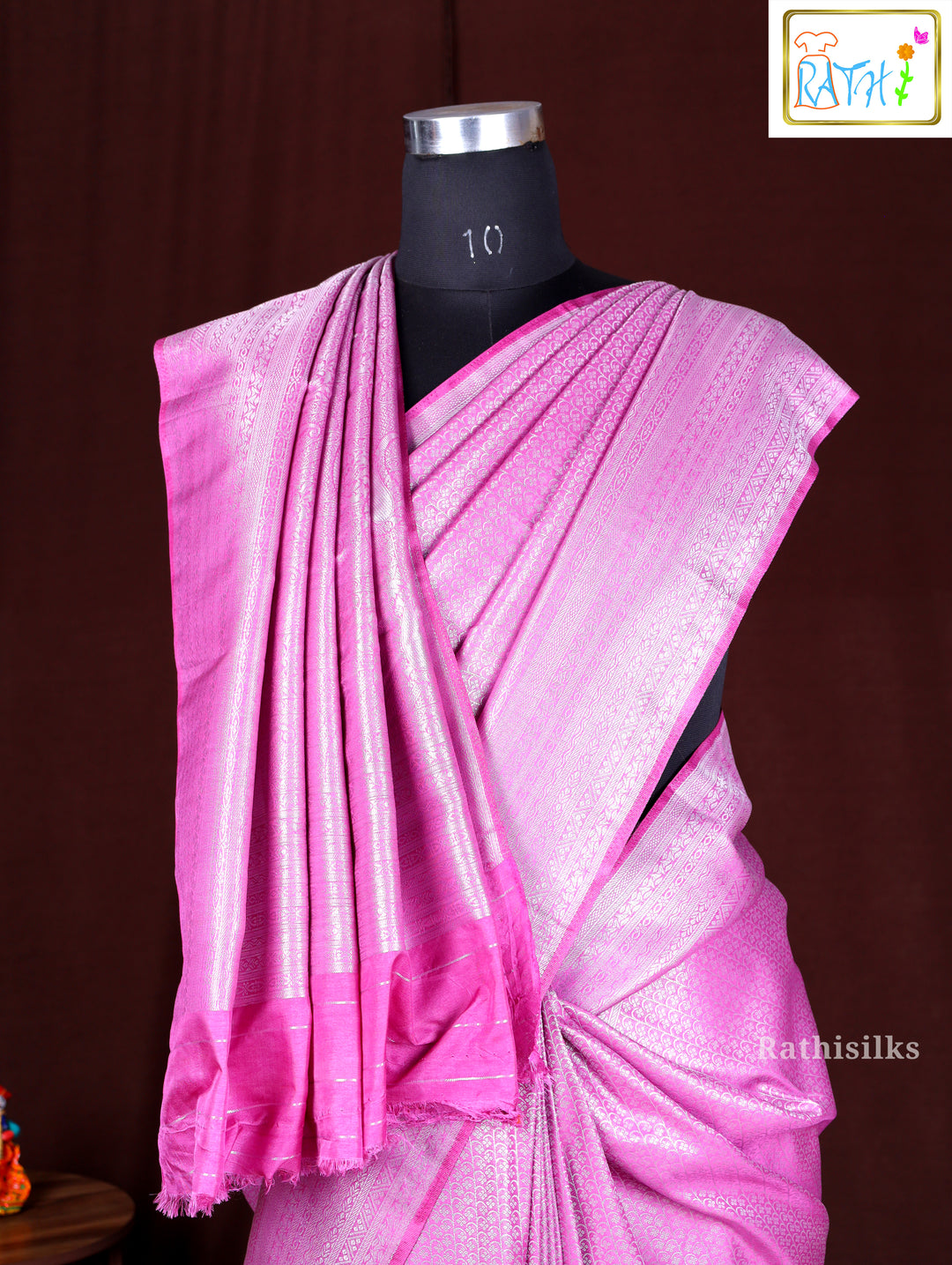 Elegant Light Pink Synthetic Saree