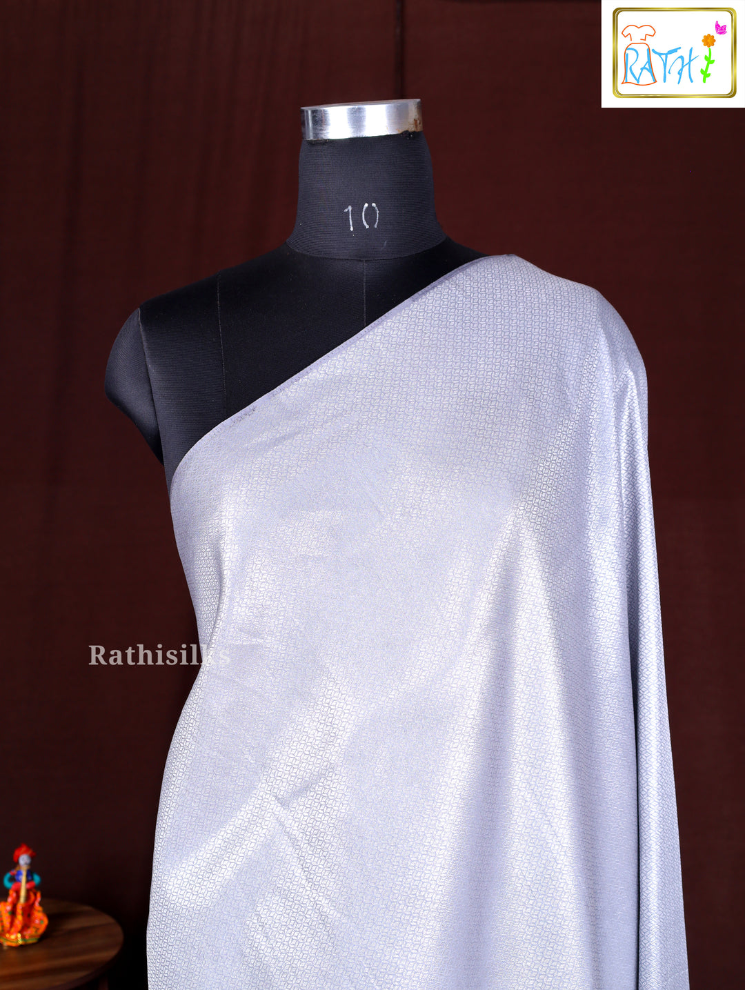 Elegant Light Silver Synthetic Saree
