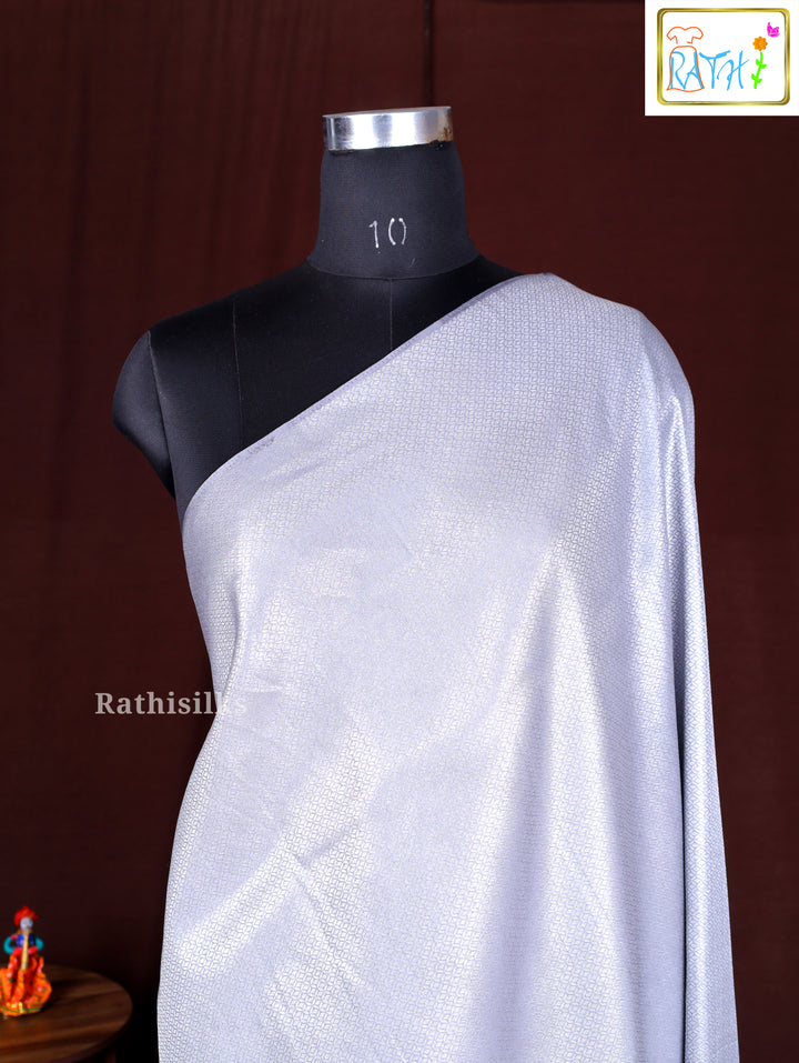 Elegant Light Silver Synthetic Saree