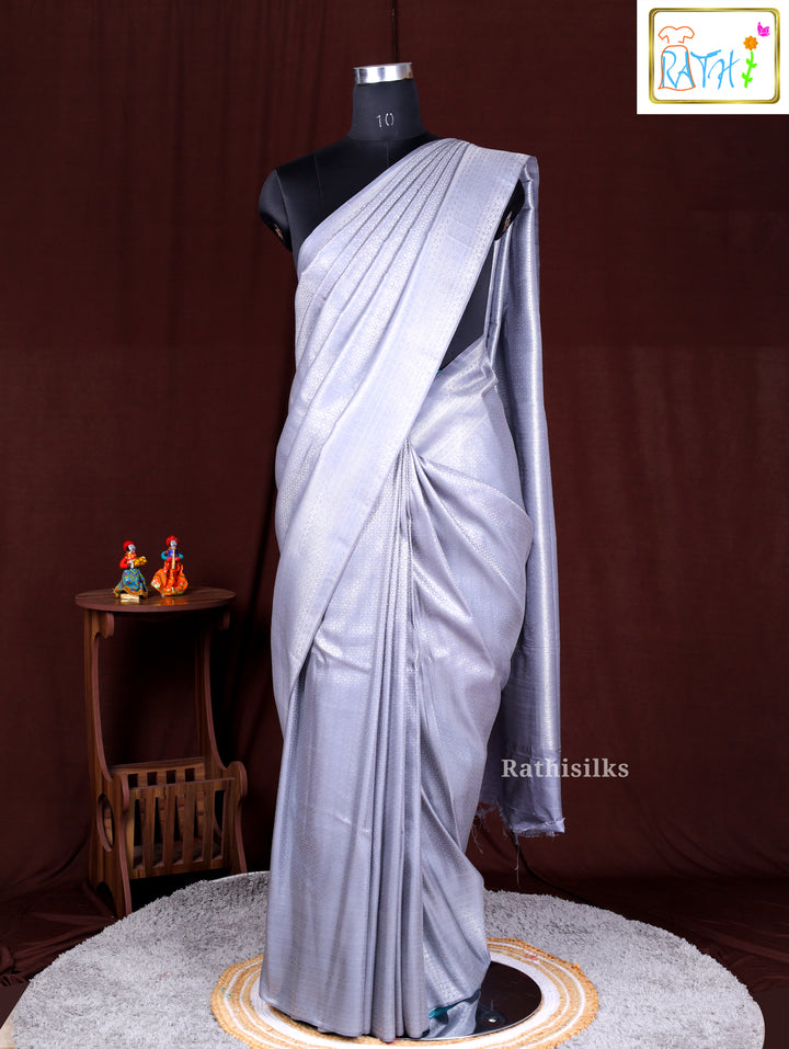 Elegant Light Silver Synthetic Saree