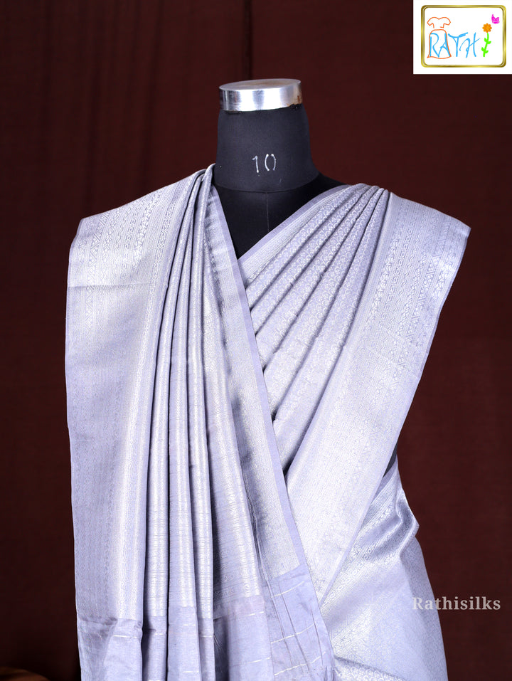 Elegant Light Silver Synthetic Saree