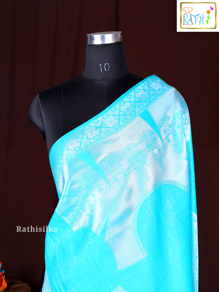 Elegant Light Silver Synthetic Saree
