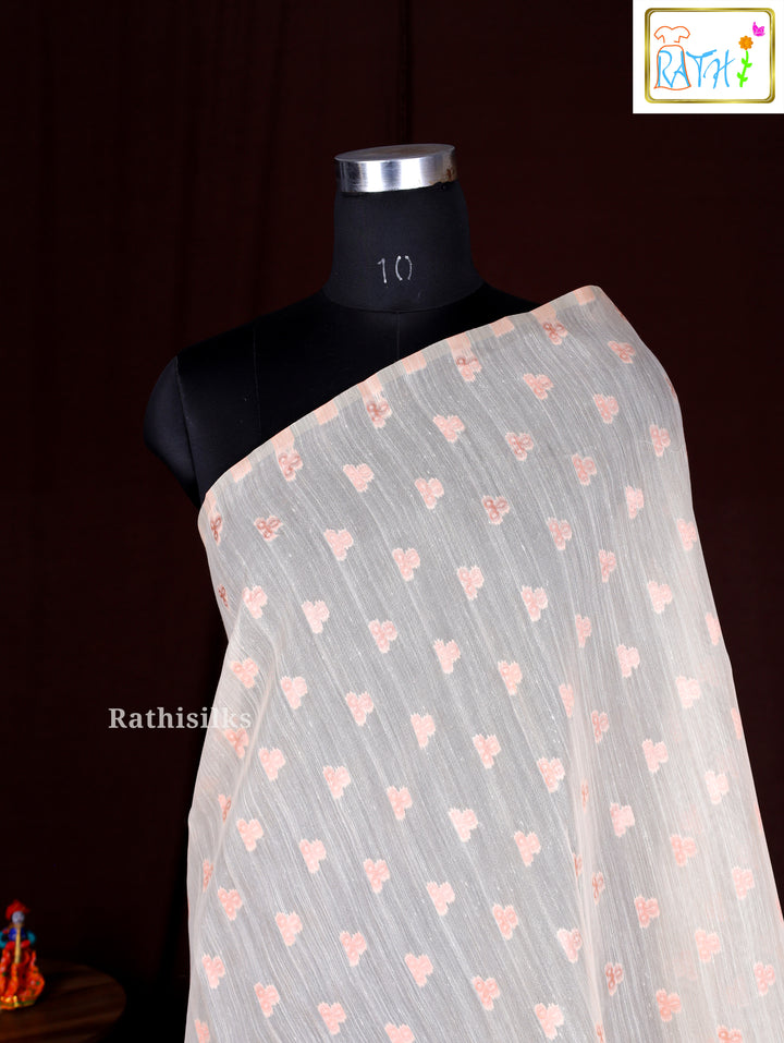 Elegant Cream & Peach Synthetic Cotton Saree