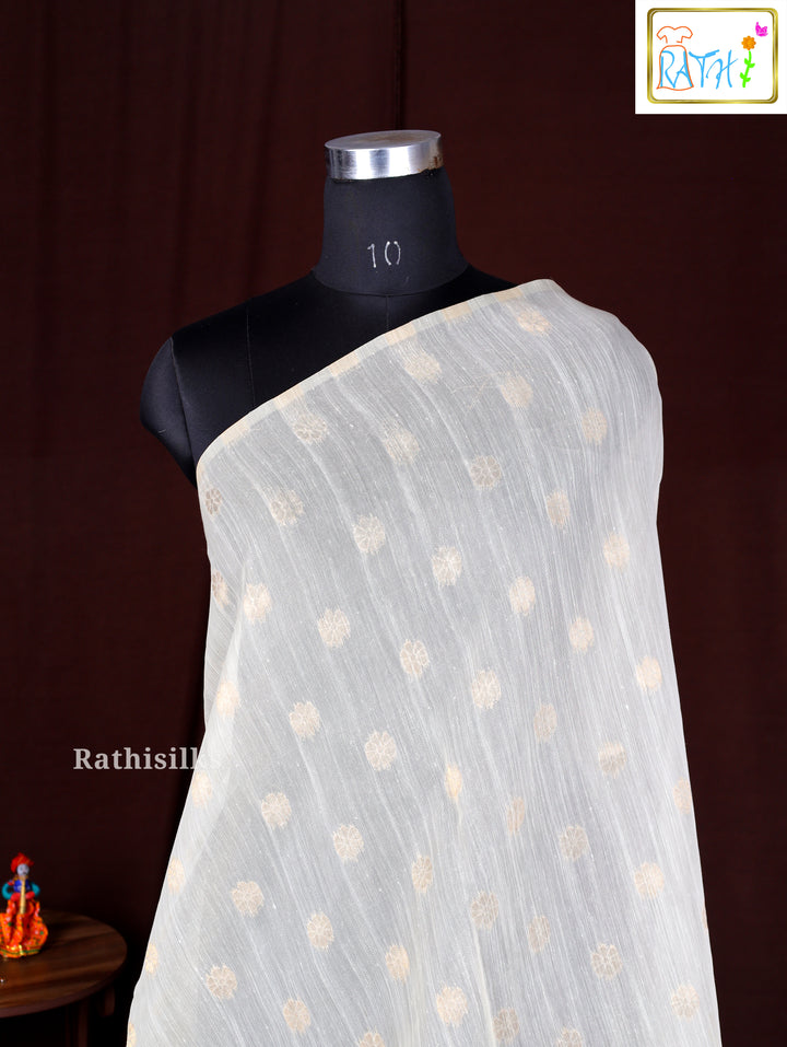 Elegant Cream Synthetic Cotton Saree