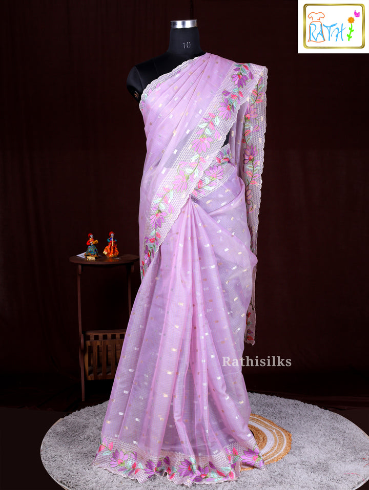 Graceful Light Lavender Synthetic Saree