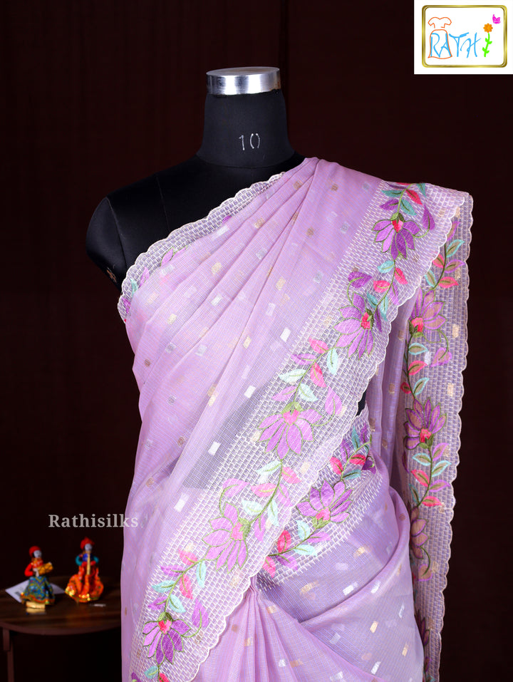 Graceful Light Lavender Synthetic Saree