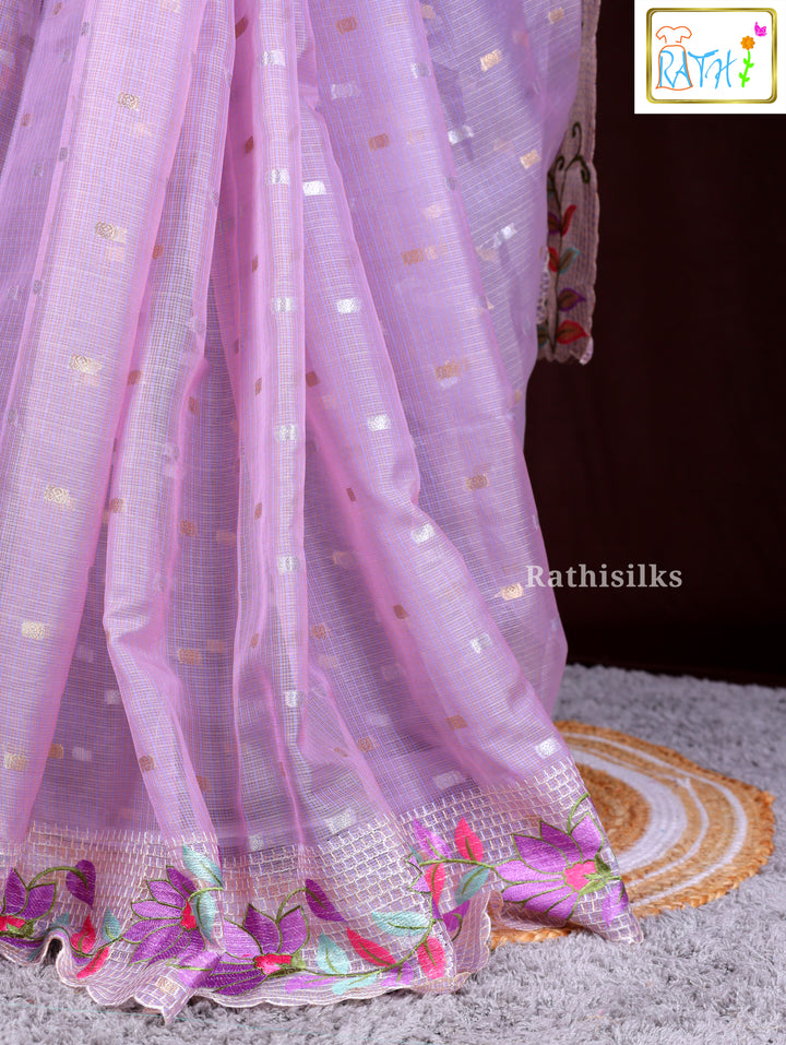 Graceful Light Lavender Synthetic Saree
