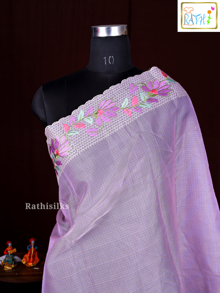 Graceful Light Lavender Synthetic Saree