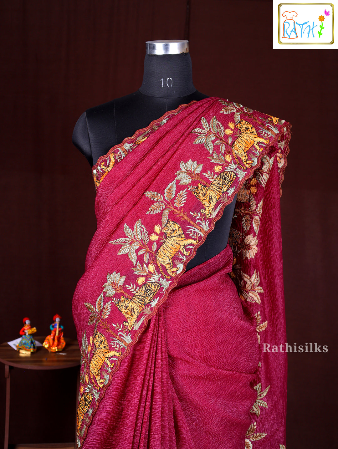 Dark Purple Synthetic Saree