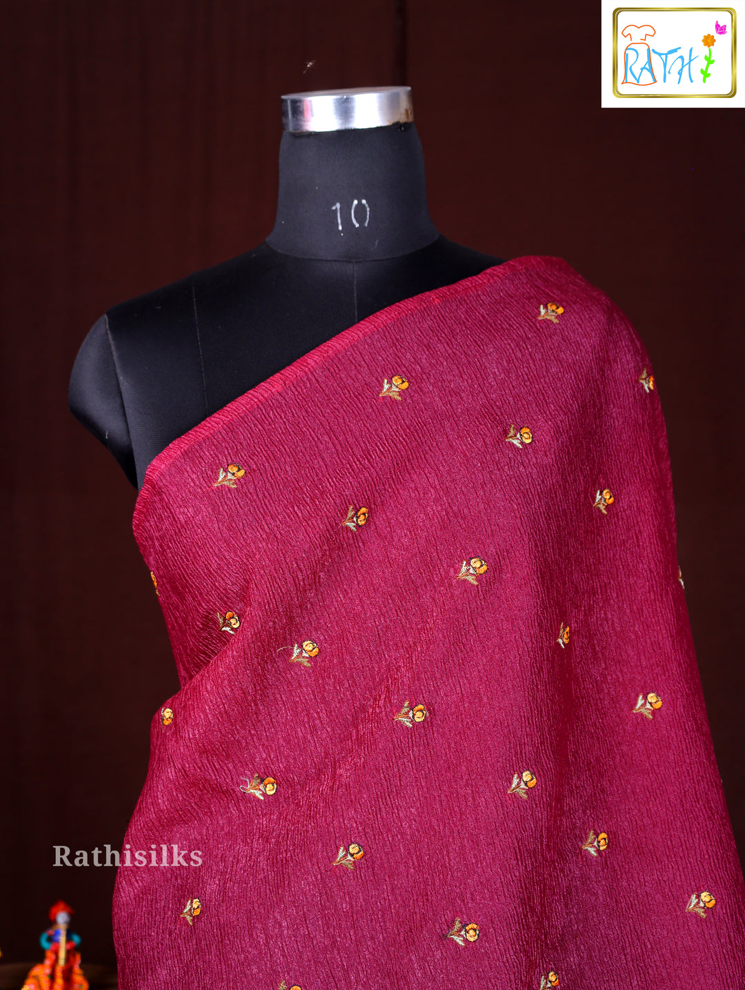 Dark Purple Synthetic Saree