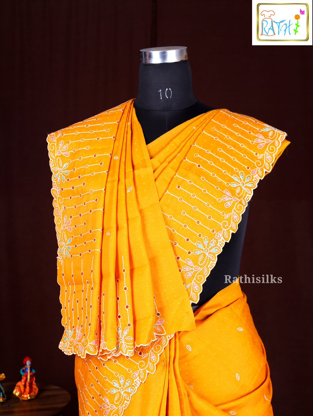 Cheerful Yellow Synthetic Saree