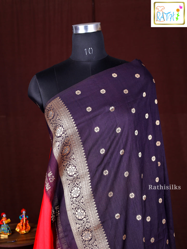 Festive Red and Gold Synthetic Saree