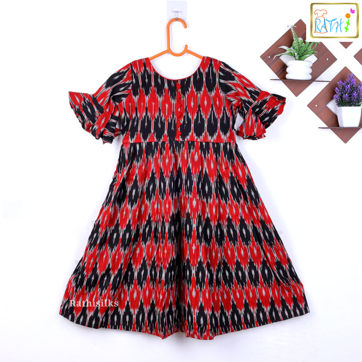 Black and Red Ikat Frock