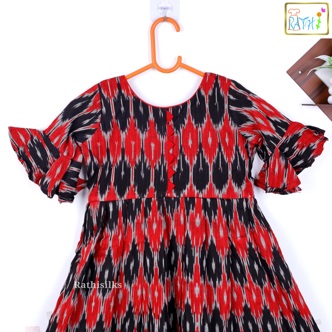 Black and Red Ikat Frock