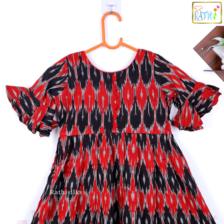 Black and Red Ikat Frock