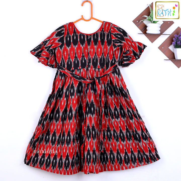 Black and Red Ikat Frock