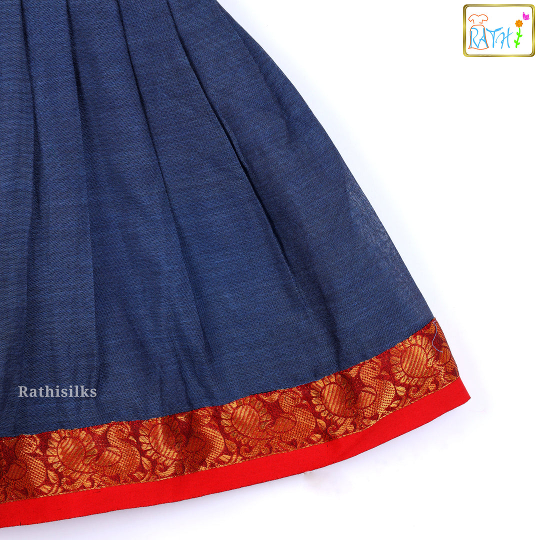 Indigo and Brocade Border Cotton Frock