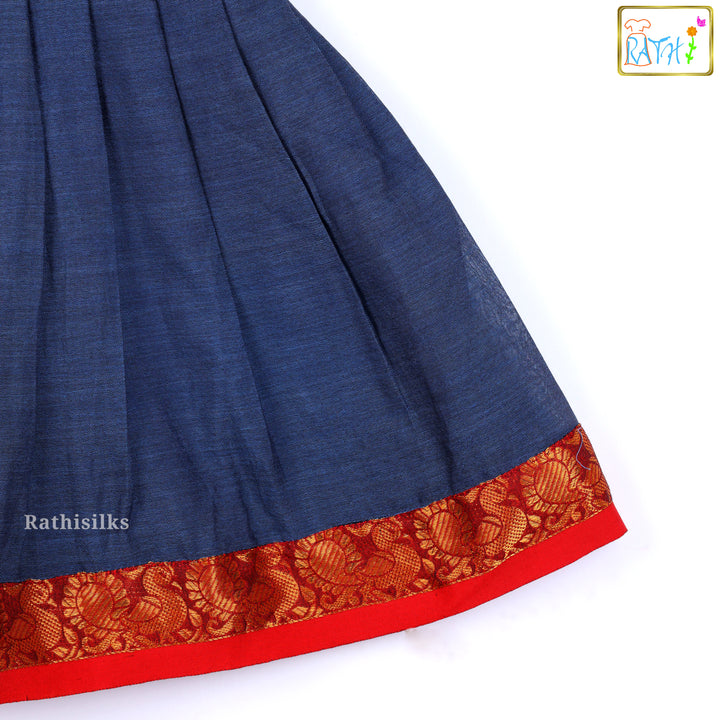 Indigo and Brocade Border Cotton Frock