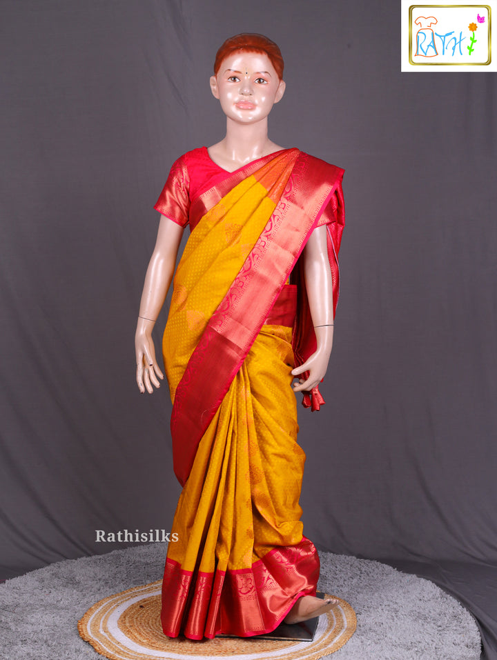 Elegant Yellow & Pink Ready-to-Wear Saree