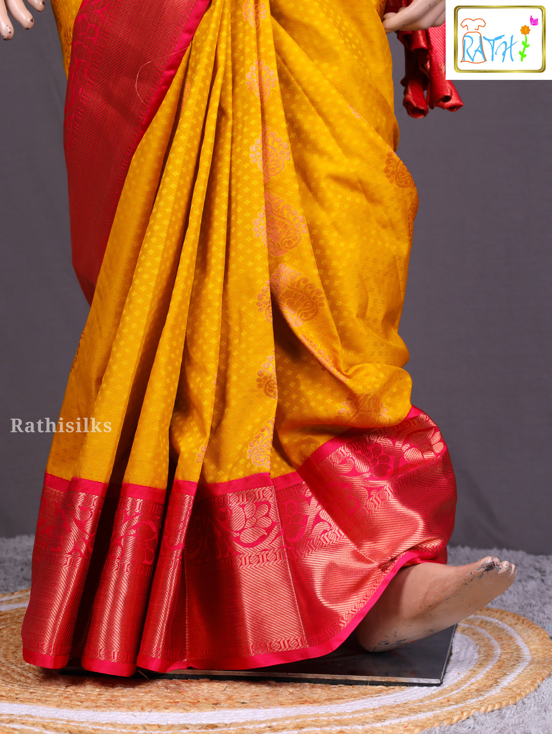 Elegant Yellow & Pink Ready-to-Wear Saree