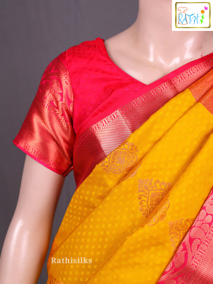 Elegant Yellow & Pink Ready-to-Wear Saree