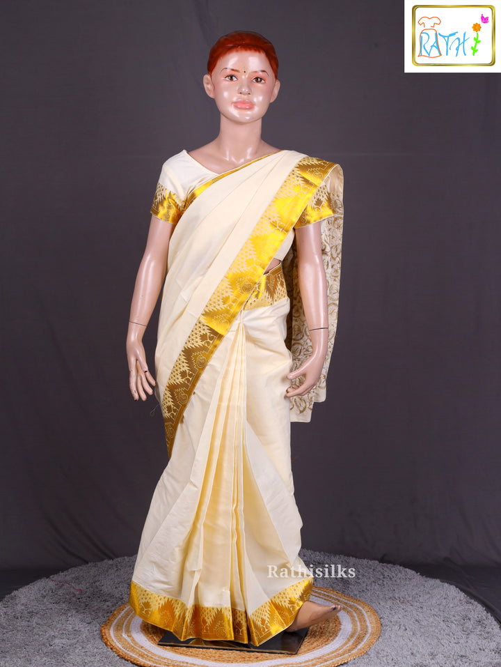 Elegant Kerala Kasavu Cotton Saree