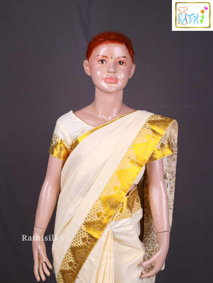 Elegant Kerala Kasavu Cotton Saree