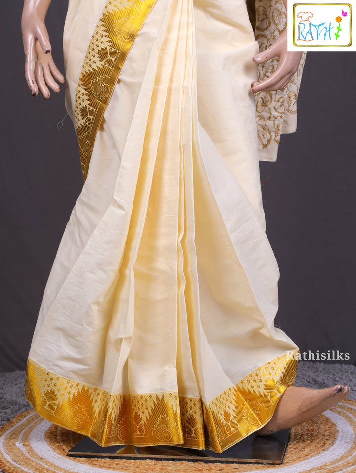 Elegant Kerala Kasavu Cotton Saree