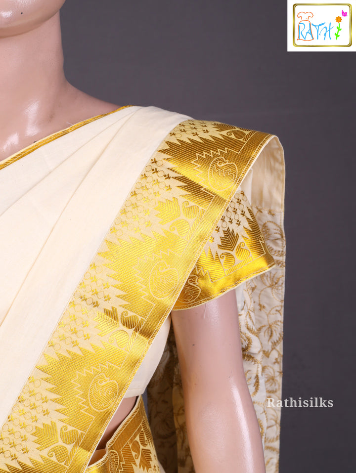 Elegant Kerala Kasavu Cotton Saree