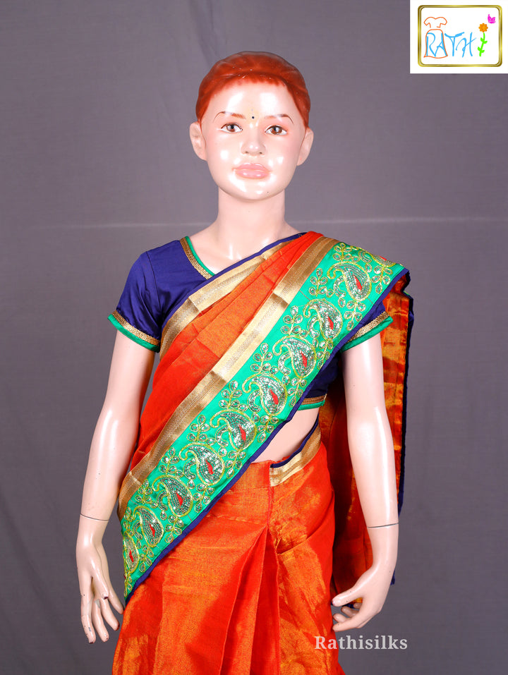 Traditional Orange Art Silk Saree